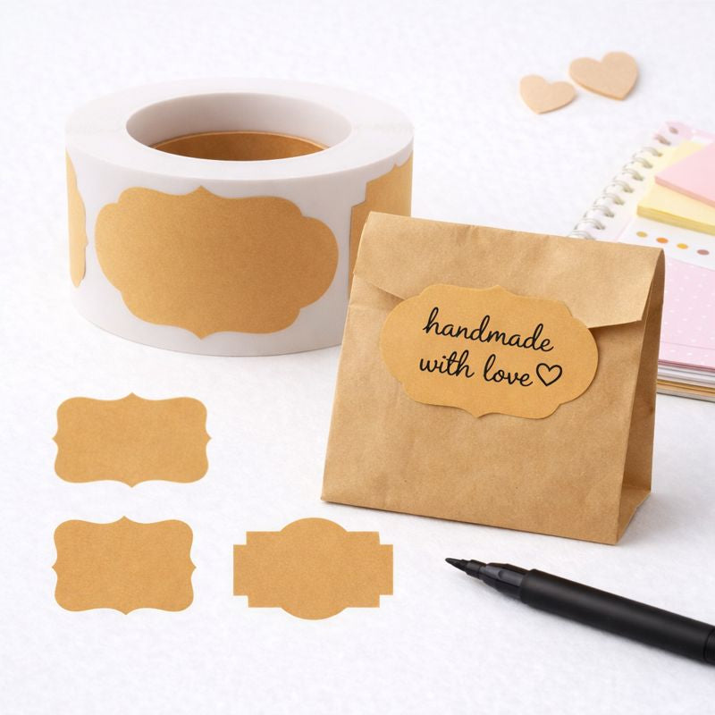 Etiquetas Kraft Autocolantes — Pack 10 Unidades