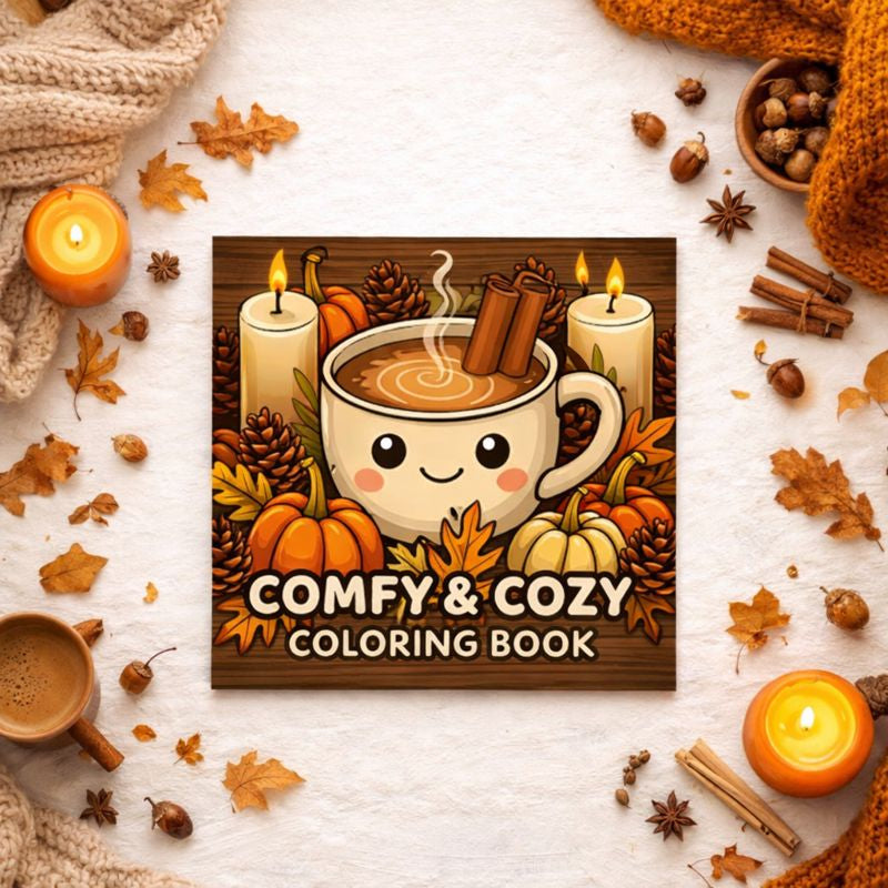 Livro de Colorir “Comfy & Cozy” — Conforto para Colorir