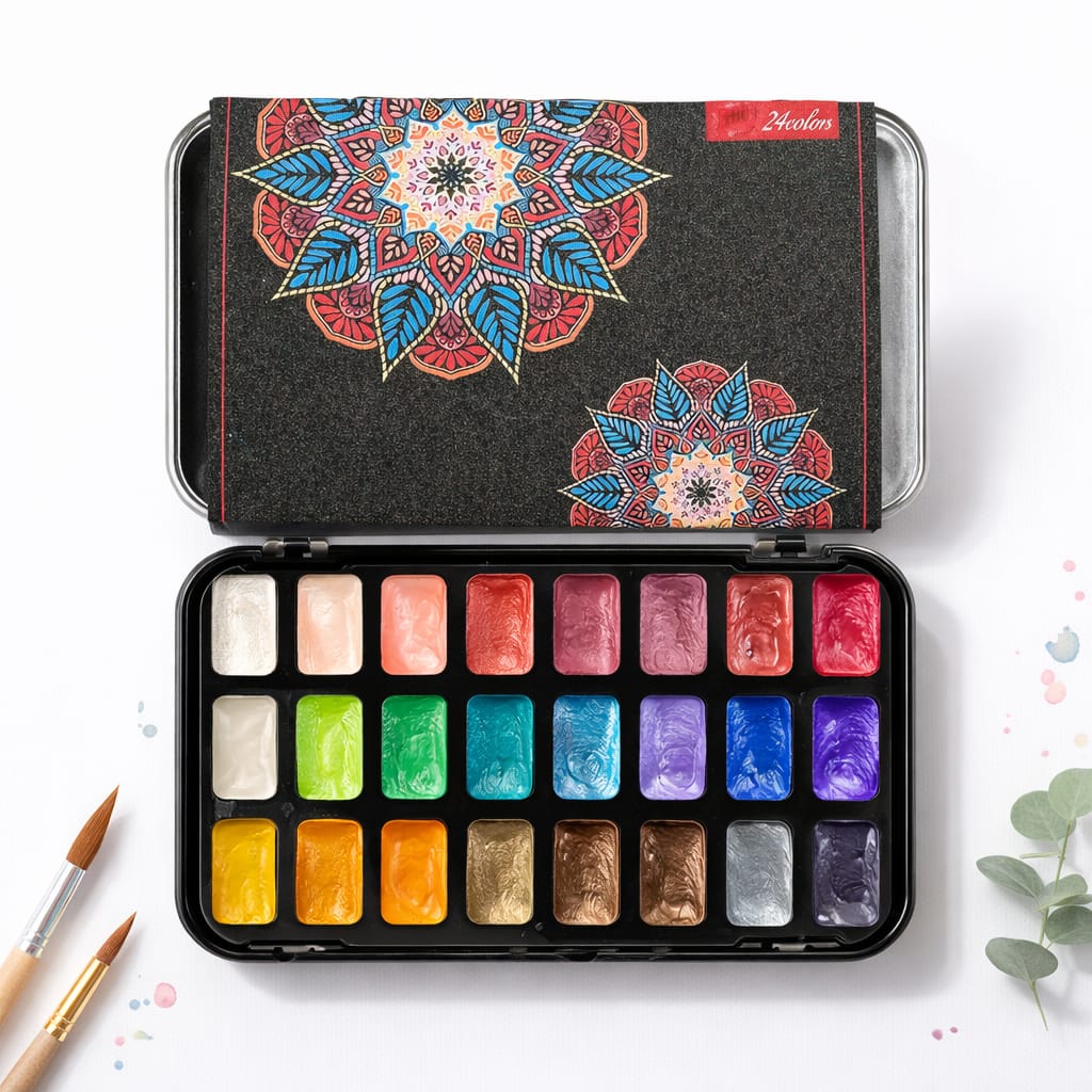 Aguarelas Artesanais – Paleta de 24 Cores para Pintura Intuitiva e Criativa