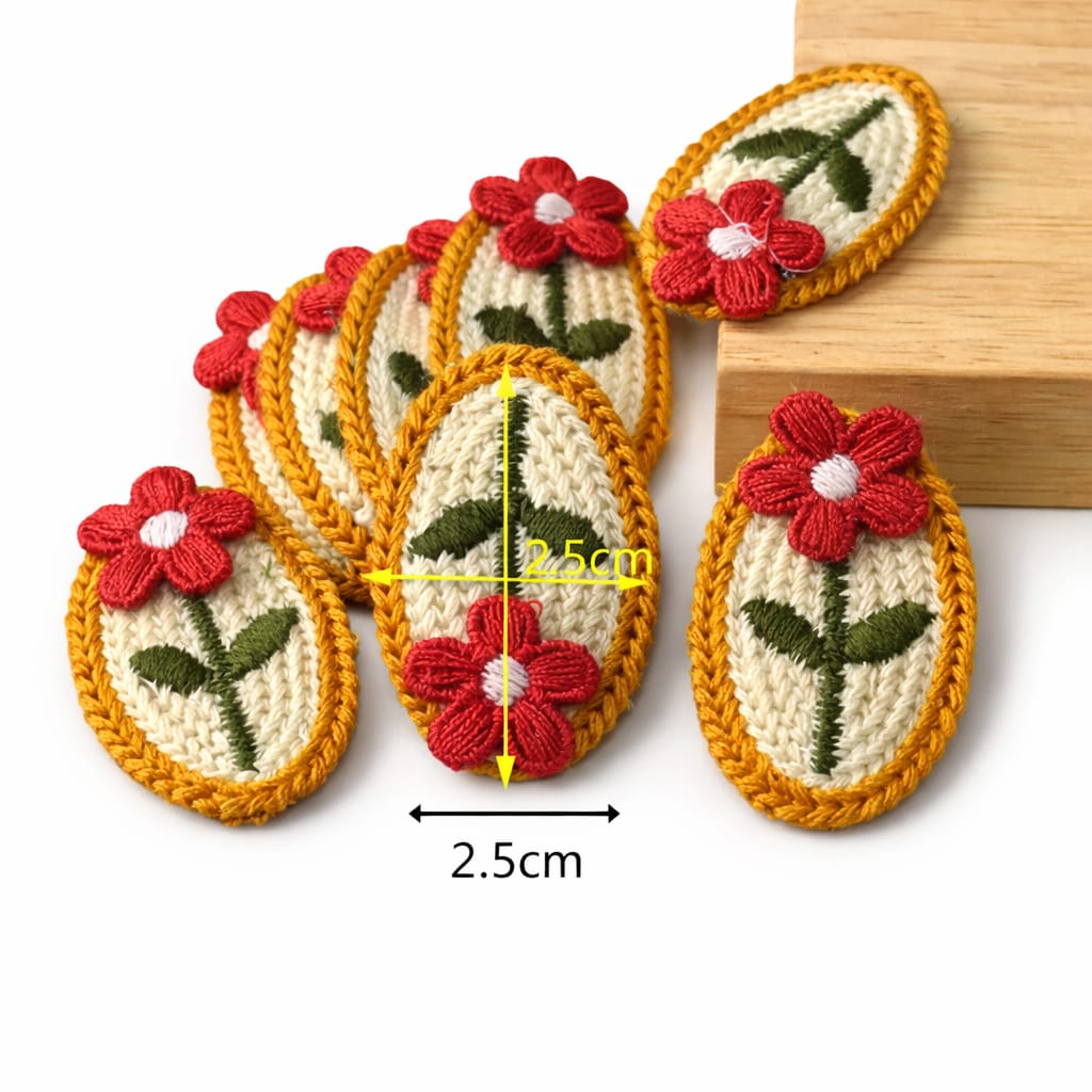 Aplique Floral Bordado à Mão — Flores Variadas