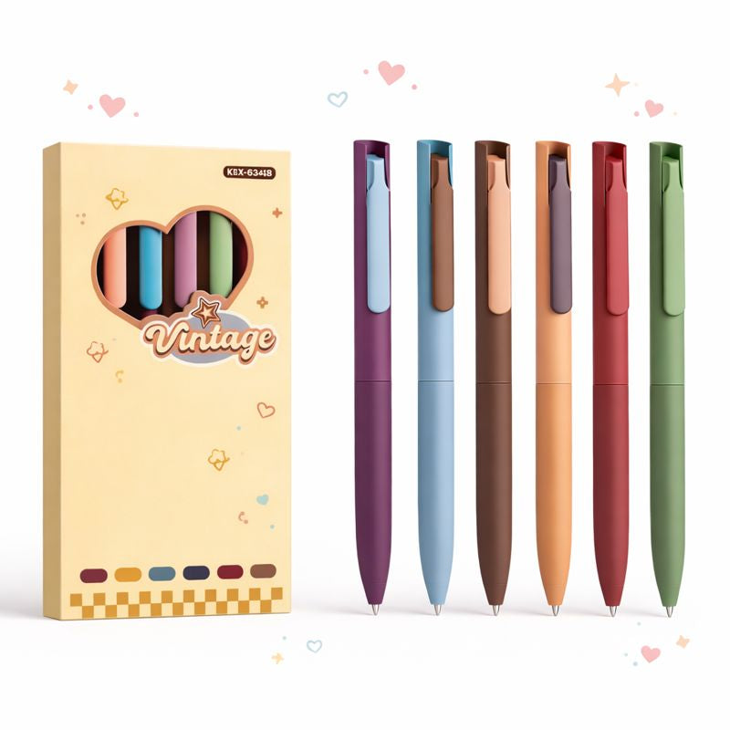 Caneta Vintage Pastel — Escrita Suave para Dias Bonitos