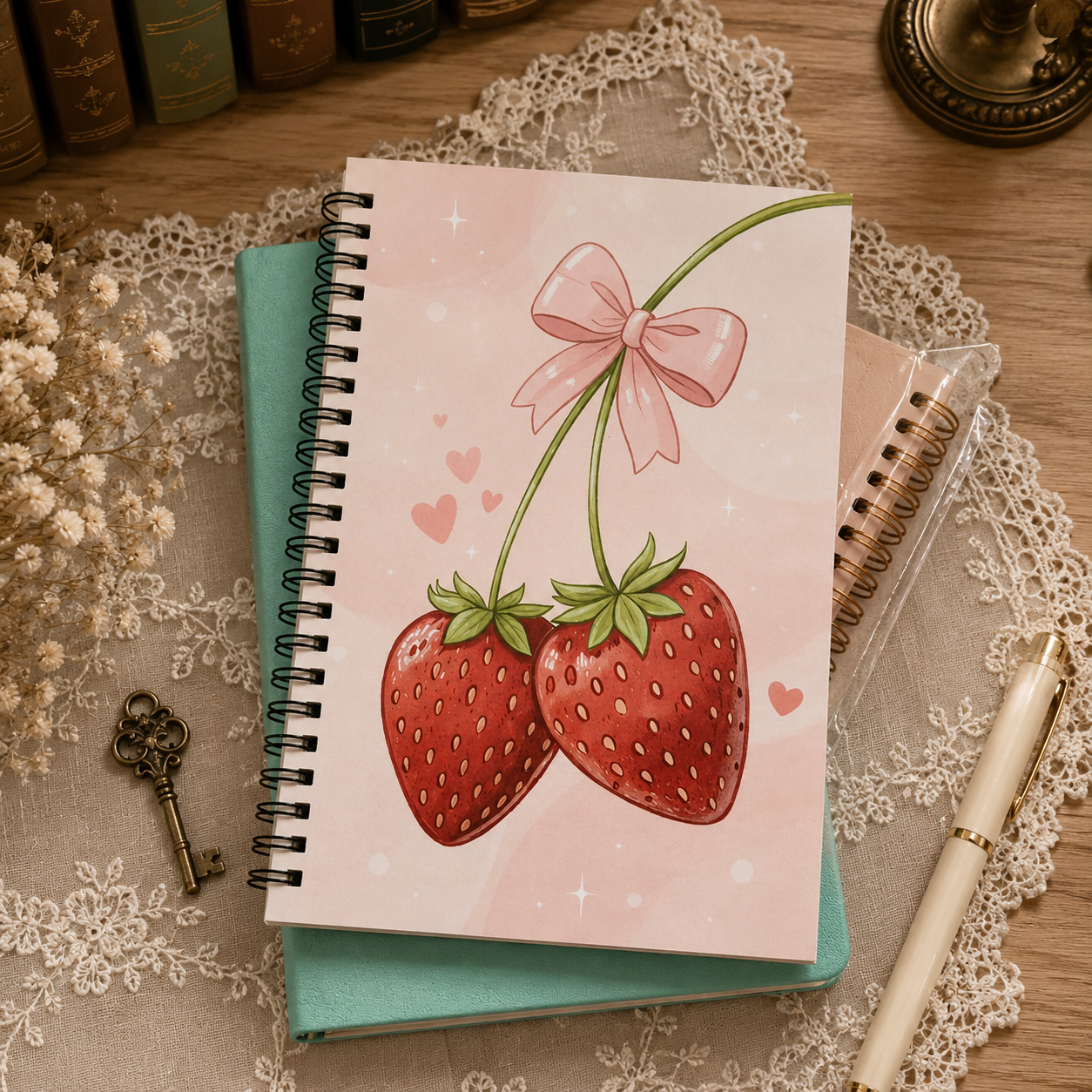 Caderno Espiral Morangos
