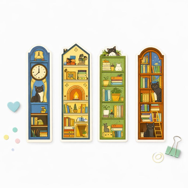 Separador de Livros — Estantes com Gatos