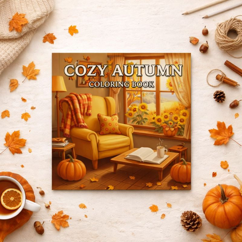 Livro de Colorir “Cozy Autumn” — Outono em Casa