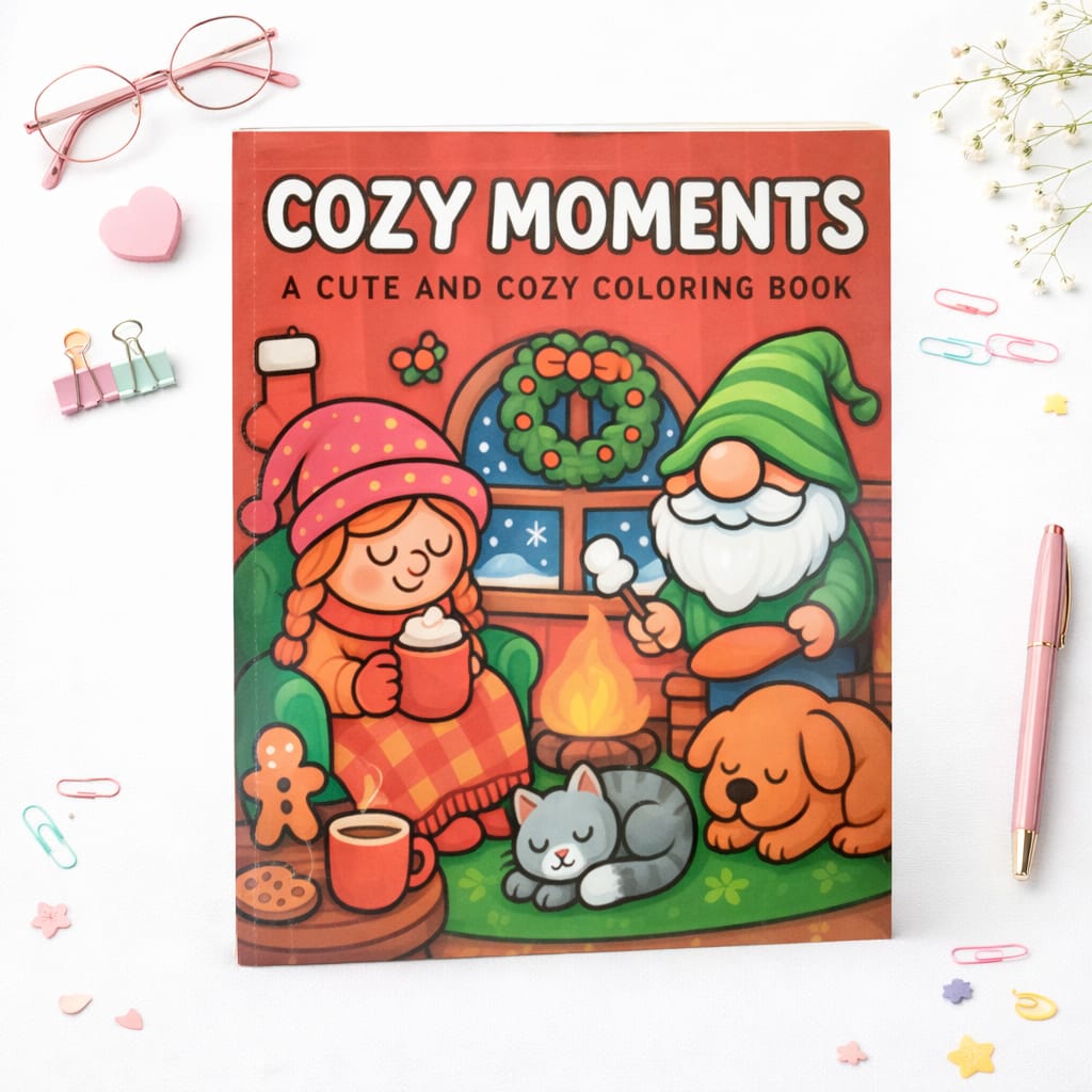 Livro de Colorir “Cozy Moments” — Cute & Cozy Coloring Book