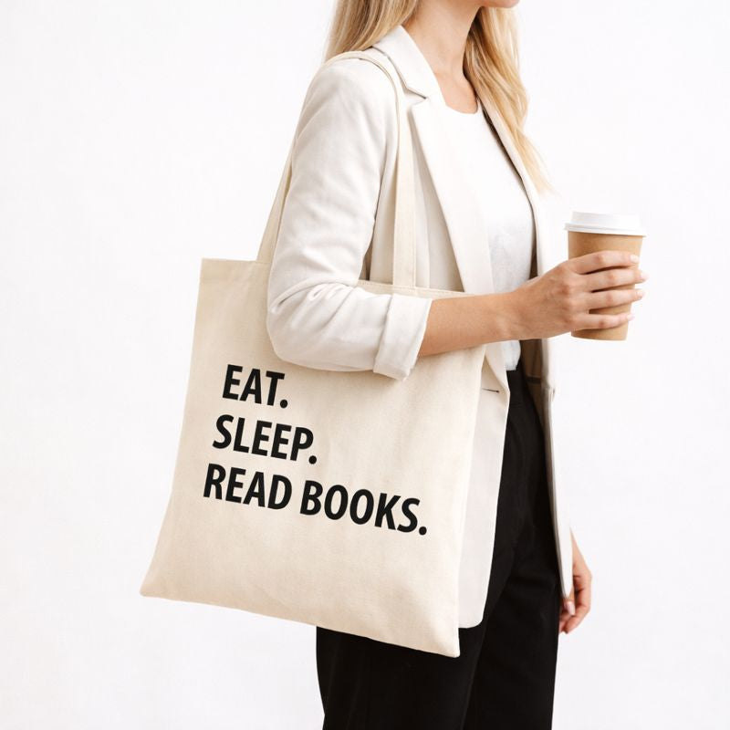Bolsa de tela: «Comer. Dormir. Leer libros».