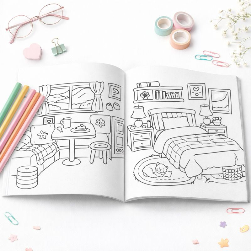 Livro de Colorir “Cozy Moments” — Cute & Cozy Coloring Book