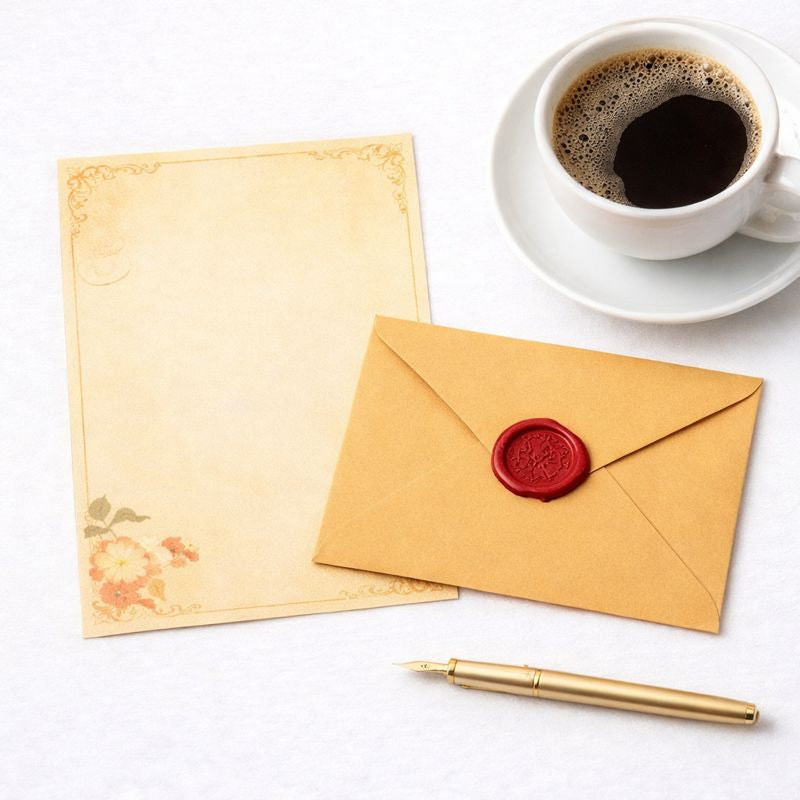 Conjunto de Papel de Carta Vintage — Carta + Envelope