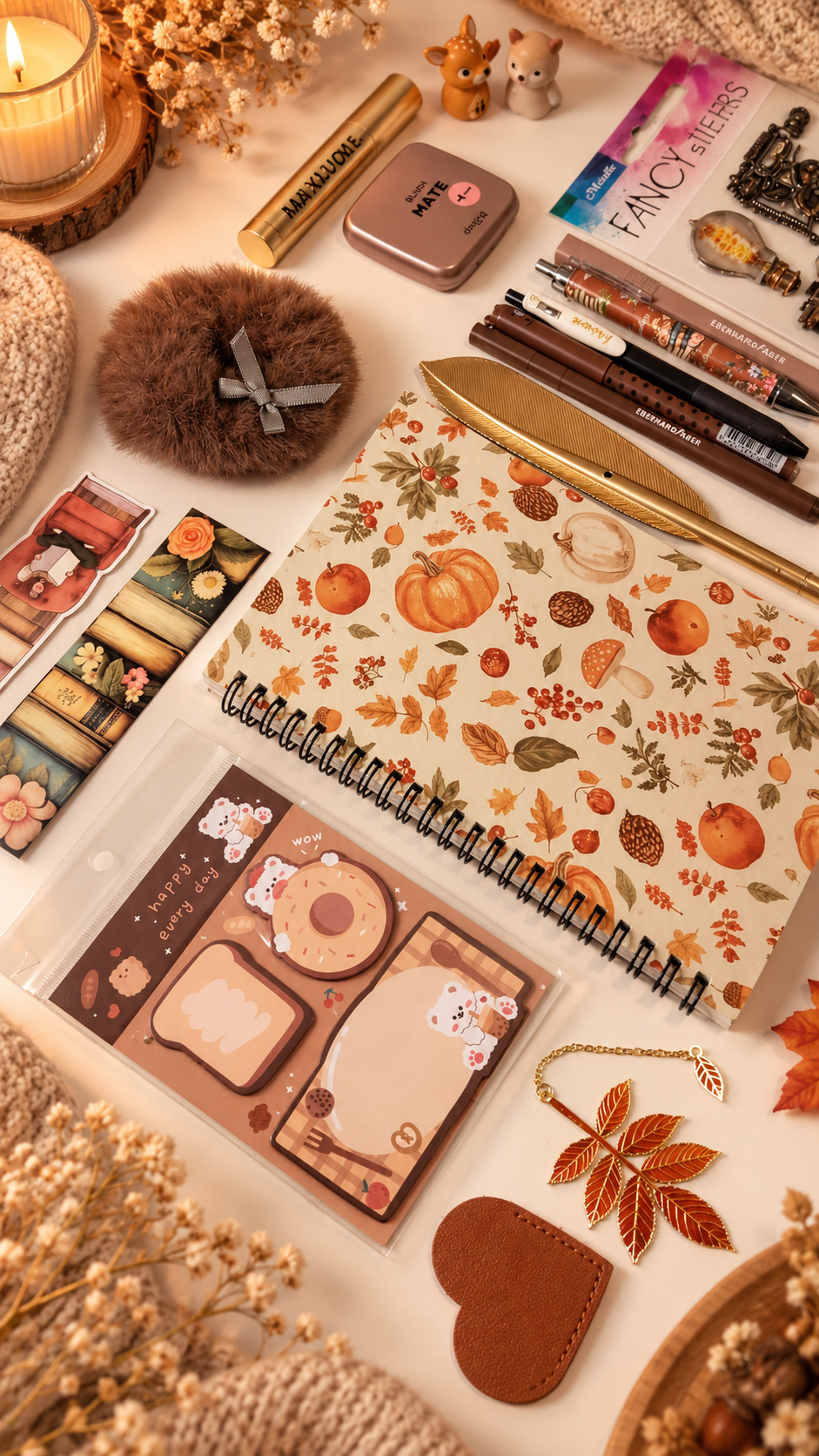 Box Outono Dourado | Papelaria, Beleza e Mimos