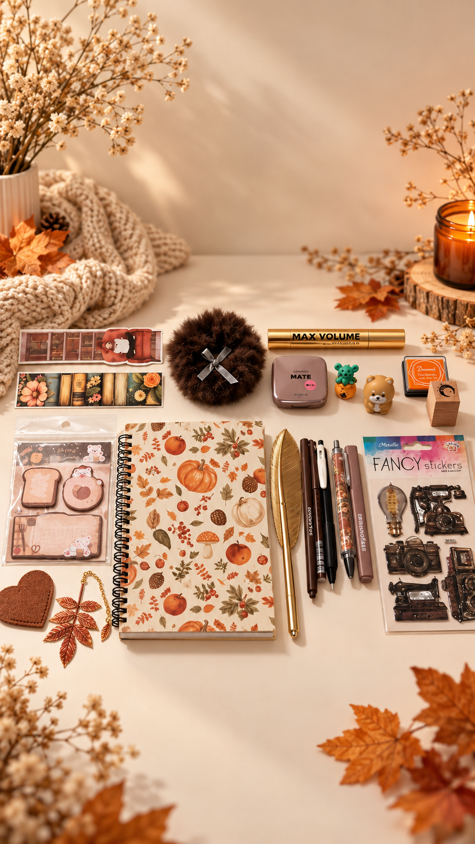 Box Outono Dourado | Papelaria, Beleza e Mimos