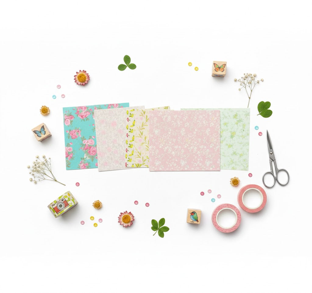 Folhas Decorativas Florais — Mini Quadradas