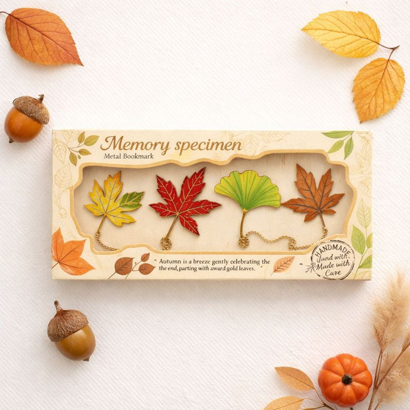 Separador de Livro em Metal — Folhas de Outono